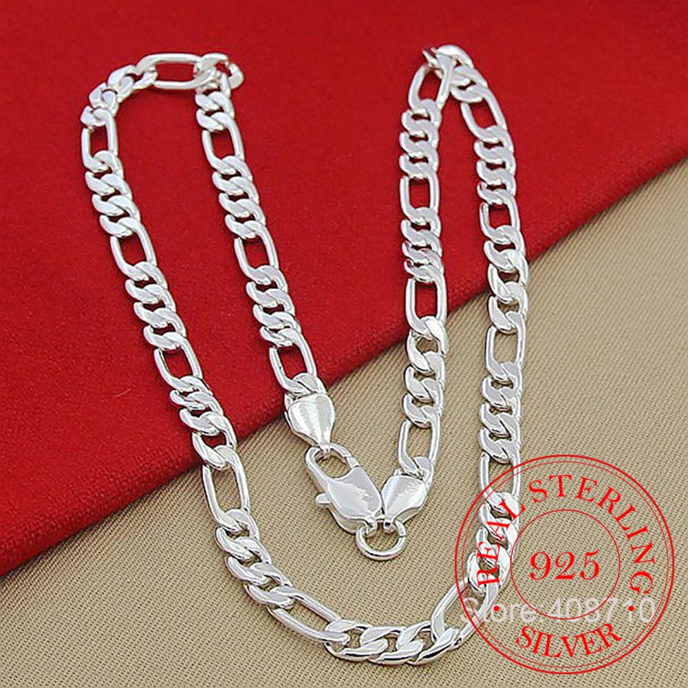 925er Sterlingsilber 6mm/8mm Kette Seitwärts Halskette Mann Frau Senior Luxus Schmuck Statement Halskette