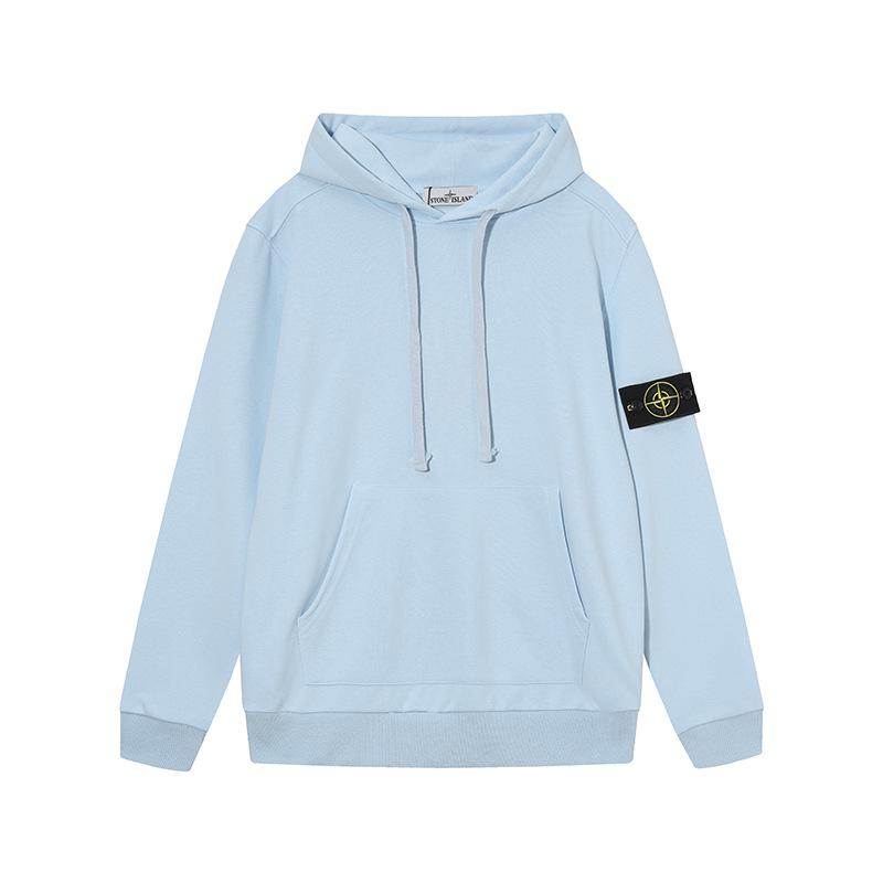 Stone Island Unisex Classic Solid Color Badge Hoodie Sweatshirt