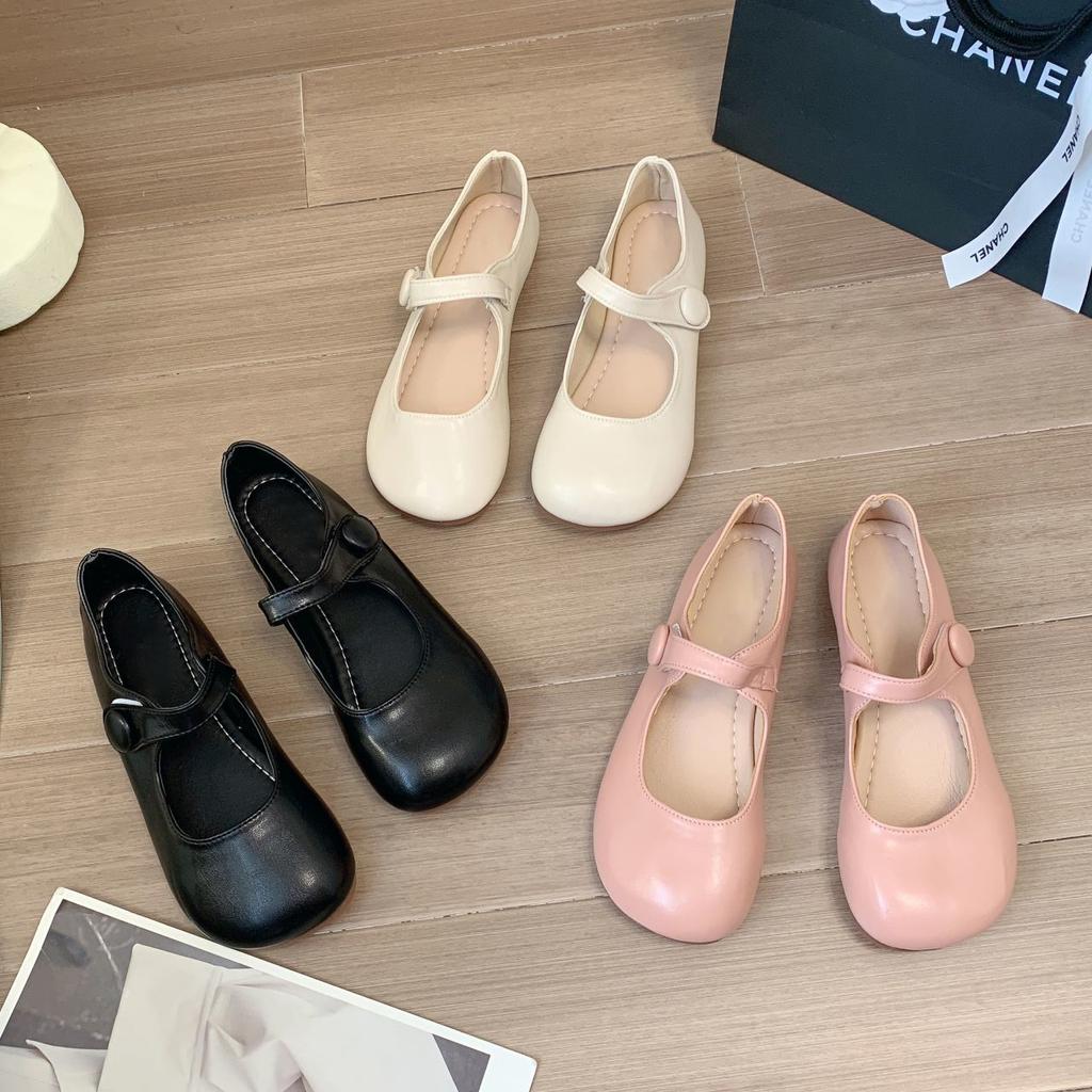 Round Head Shallow Mouth Flat-soled Single Shoes Women's Spring and Summer 2025 New French Soft-soled Fairy Wind Doudou Shoes Mary Jane Shoes