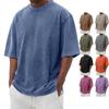 Herren Sommer T-Shirt mit Rundhals, kurzen Ärmeln, Retro-Stil und einfarbig