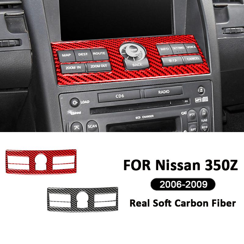 Dekoračná nálepka Rám tlačidiel navigácie stredovej konzoly auta z uhlíkových vlákien Pre Nissan 350Z 2006-2009 Príslušenstvo interiéru auta