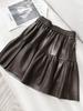 Women's High Waist PU Leather A-line Skirt – Slimming and Fluffy, Elastic Waist, Autumn 2025 Edition