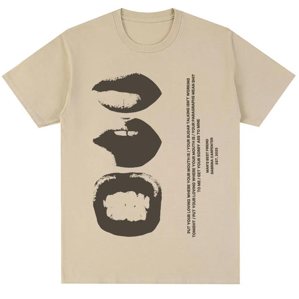Unisex Women Vintage Fashion Hip Hop T Shirts Singer Sabrina Carpenter Sugar Talking Print Tshirt Oversized Cotton Hipster T Shirt