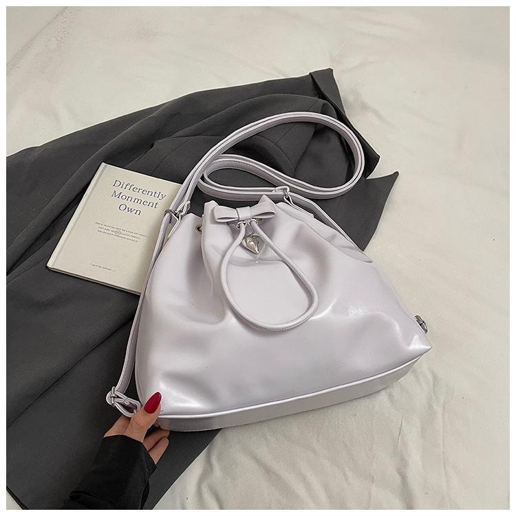 Korean Style Large-capacity Bucket Bag 2025 New Solid Color Niche Simple Casual Shoulder Bag Multi-functional Backpack