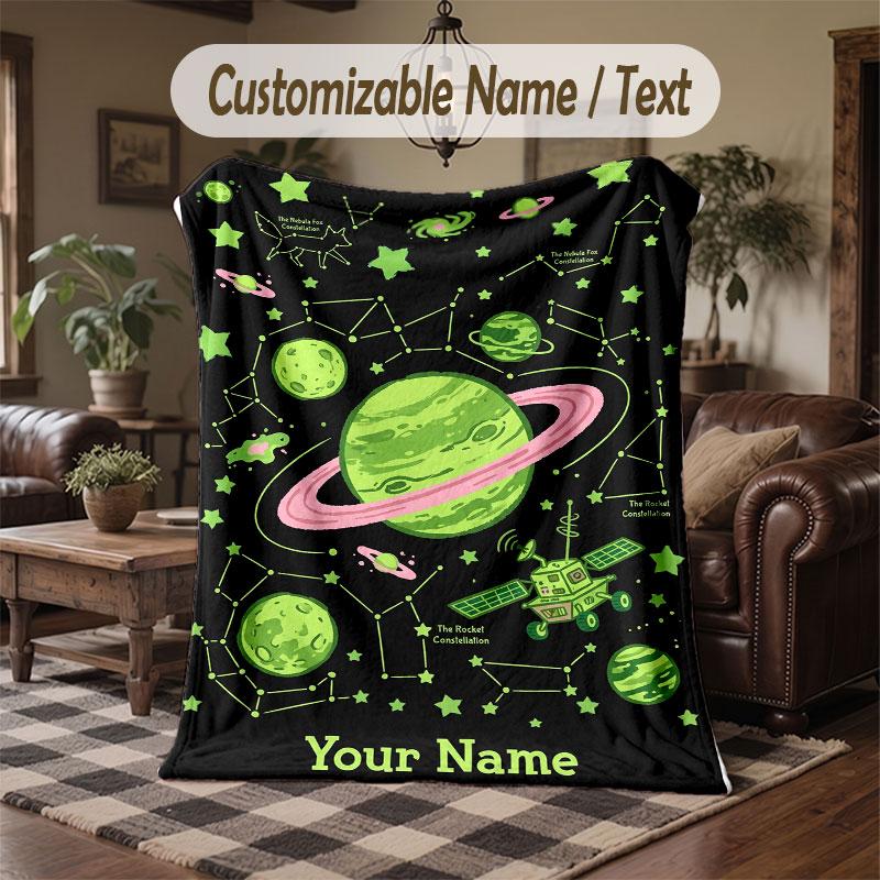 Coperta Cosmica a Tema Spaziale con Nome Personalizzato Testo Coperta Personalizzata Morbida Accogliente per Casa Divano Letto