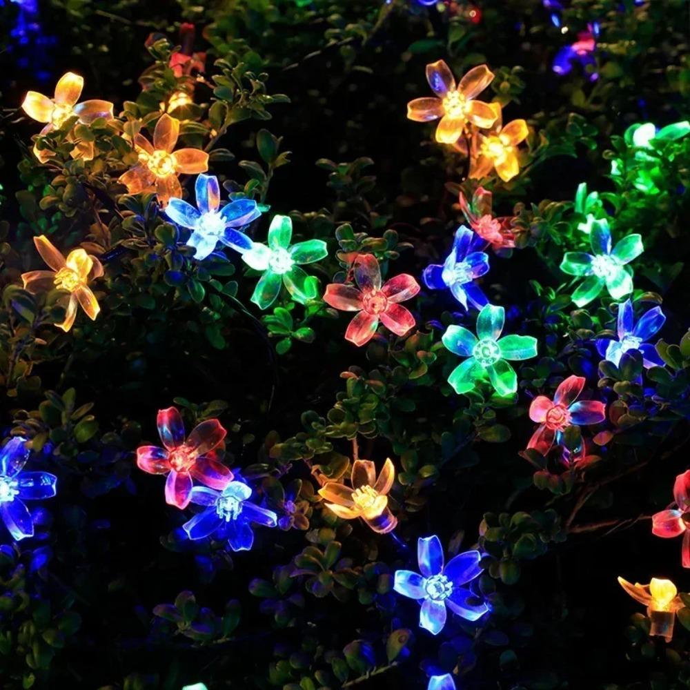 Outdoor Solar Lamp LED Cherry Blossom Fairy Light String Garden Christmas Holiday Decor Solar Garland Wedding Party Decoration
