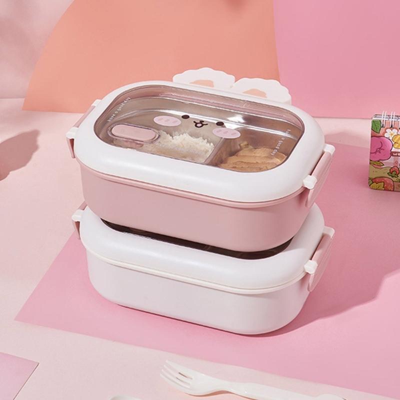 Rabbit Decorated Meal Container Multi Compartment Rabbit Lunch Box for Children Stable Stainless Steel Container