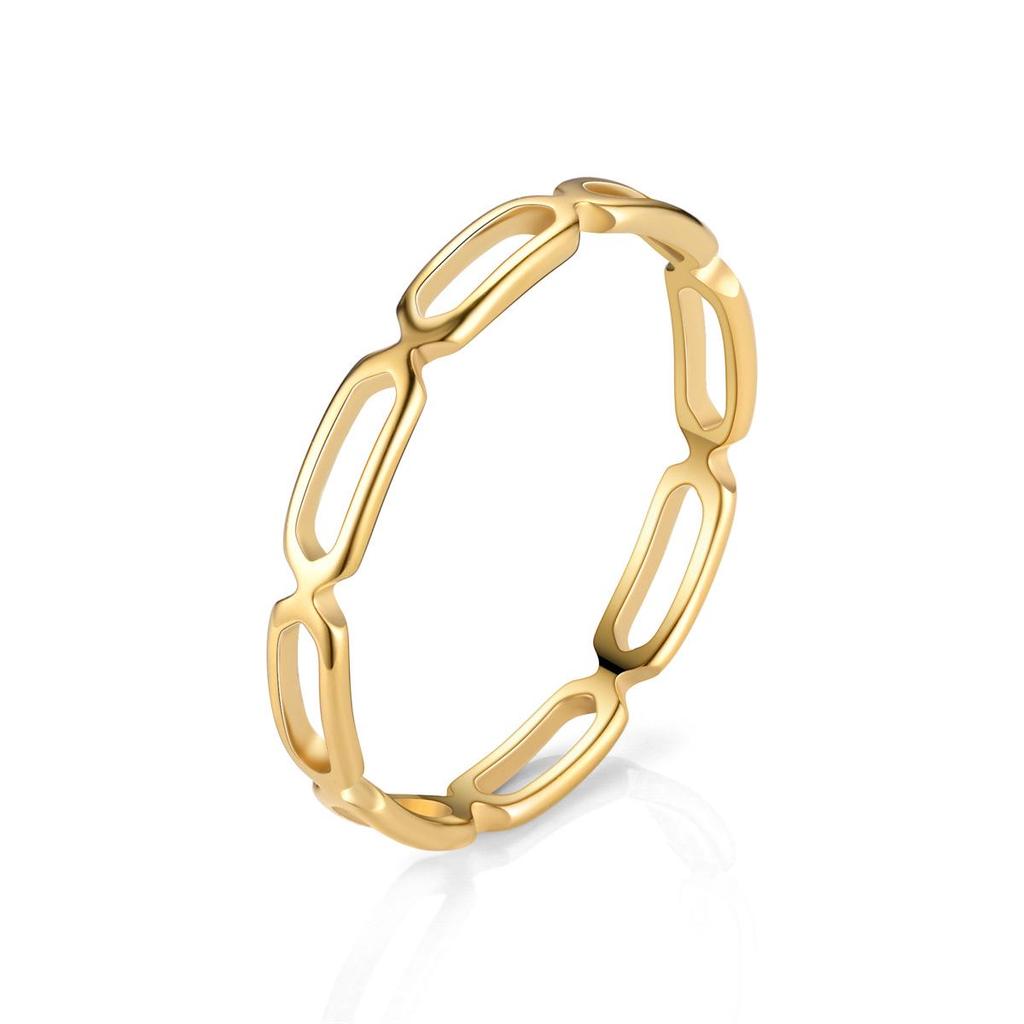 Women's 18K Rose Gold Titanium Steel Tricolor Cutout Ring
