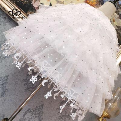 Star Moon Tassel Lolita Skirts Crinoline Petticoat Underskirt Women Star Skirt Violence Carmen Petticoat Chiffon Skirt
