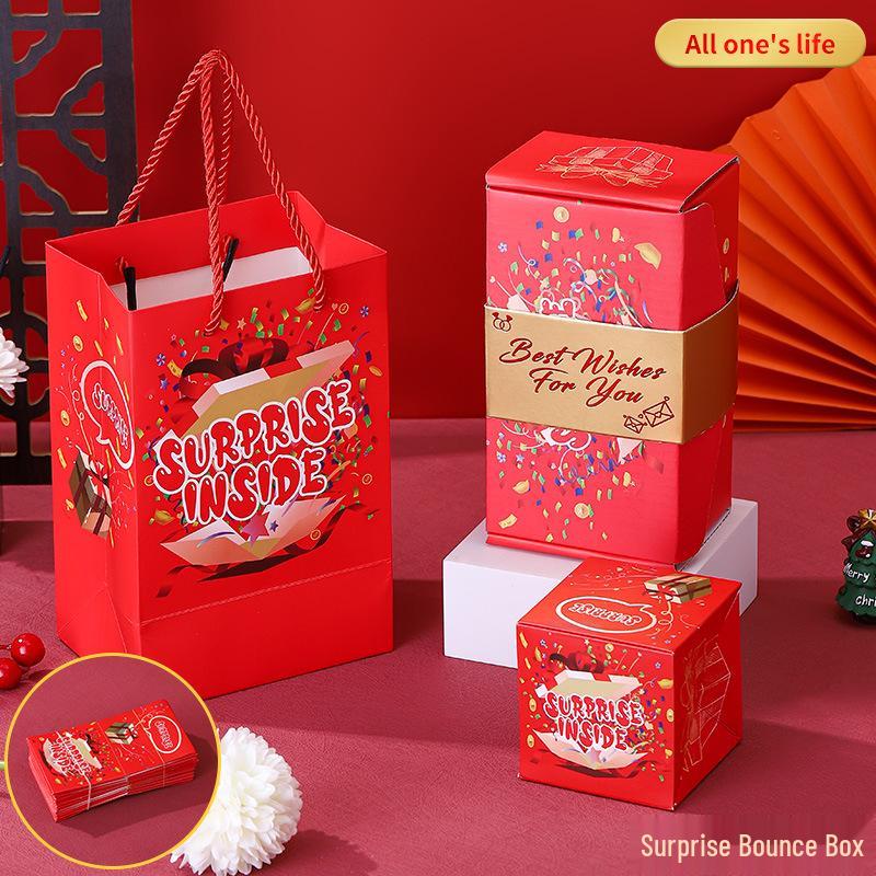 Douyin-Style Birthday Surprise Box: Popping Red Envelopes & Flying Confetti Explosion Gift