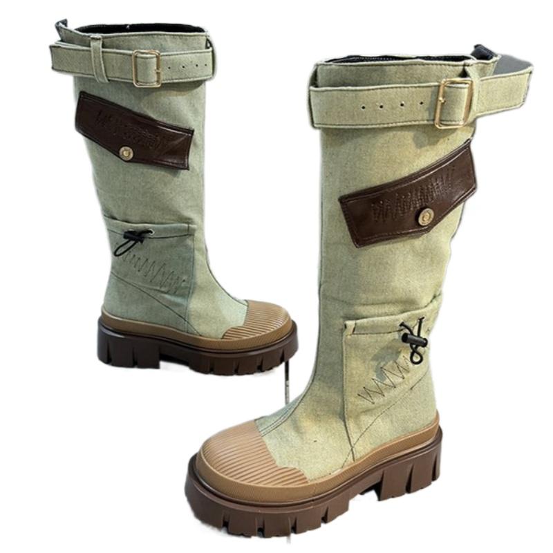 fashion Cowboy Platform Snow Knee High Boots Women Flats Shoes Winter Designer New Casual Walking Chelsea Boots Sport Sneakers Mujer