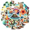 35-70 Pièces Autocollants Thème Tropical Hawaïen Décalcomanies Esthétiques Téléphone Cahier Valise Ordinateur Portable Réfrigérateur Papeterie Autocollant Mural