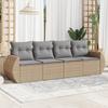 Vidaxl 4-Cz. Garden Furniture Set With Cushions, Beige, Poly Rattan