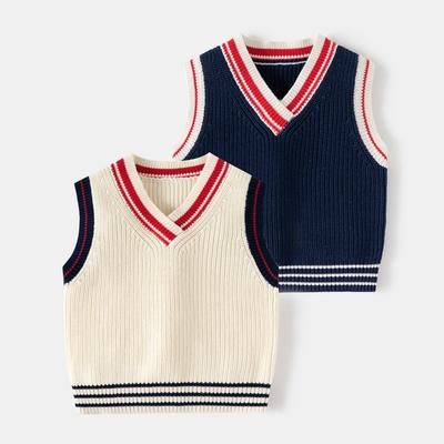 Kinder Jungen Uni V-Ausschnitt Pullover Lässiger Strickpullover Weste für Kleinkinder