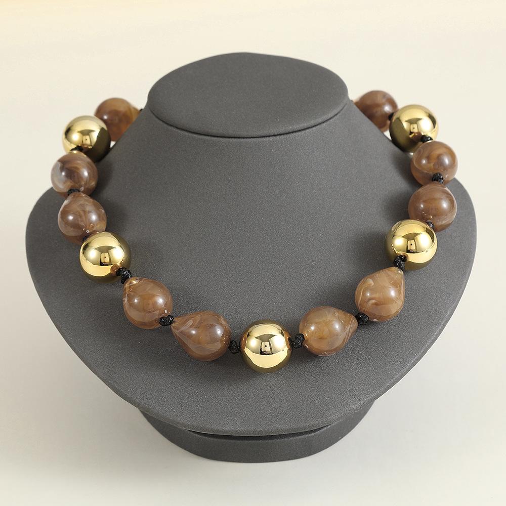 Punk Contrast Color Resin Acrylic Beaded Necklace Exaggerated Geometric Ball Hip Hop Trendy Fashion Jewelry For Men Women Party Gift