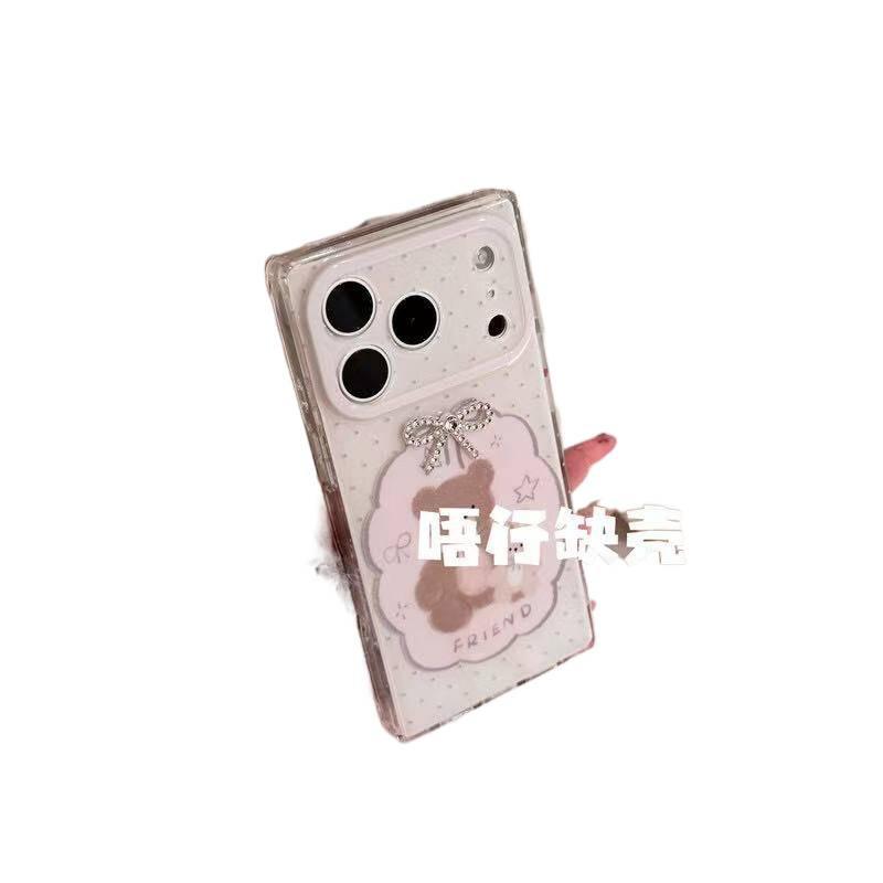 Cute Polka Dot Bow Bear Rabbit Square Shell Is Suitable for Apple 17promax/16/15 Anti-drop Mobile Phone Case.