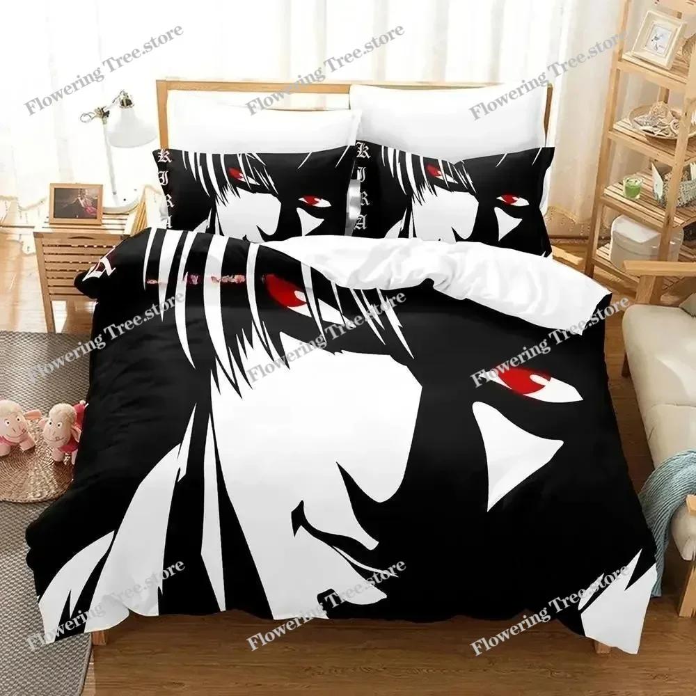 3D New Death Note Bedding Set Single Twin Full Queen King Size Bed Set Adult Kid Bedroom Duvet cover Sets Anime Bed Sheet Set025