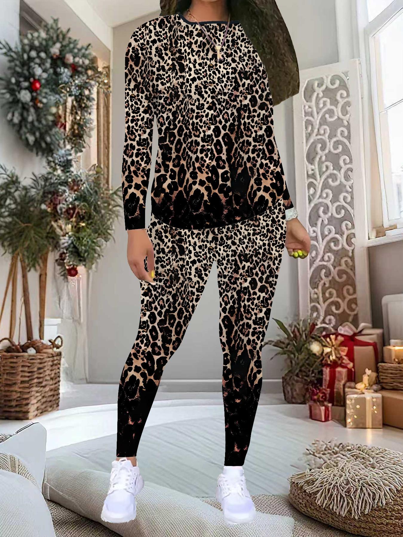 

Женский костюм-двойка с мраморным принтом: Топ с длинным рукавом и круглым вырезом и брюки, праздничный лимитированный повседневный костюм для вечеринки в подарок S чёрный