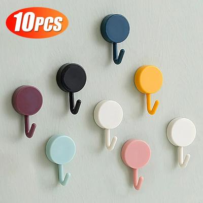 Powerful Without Drilling Kitchen Towel Hook Keys Holder 10pcs Hooks Self Adhesive Wall Hook Bathroom Home Storage Accessories