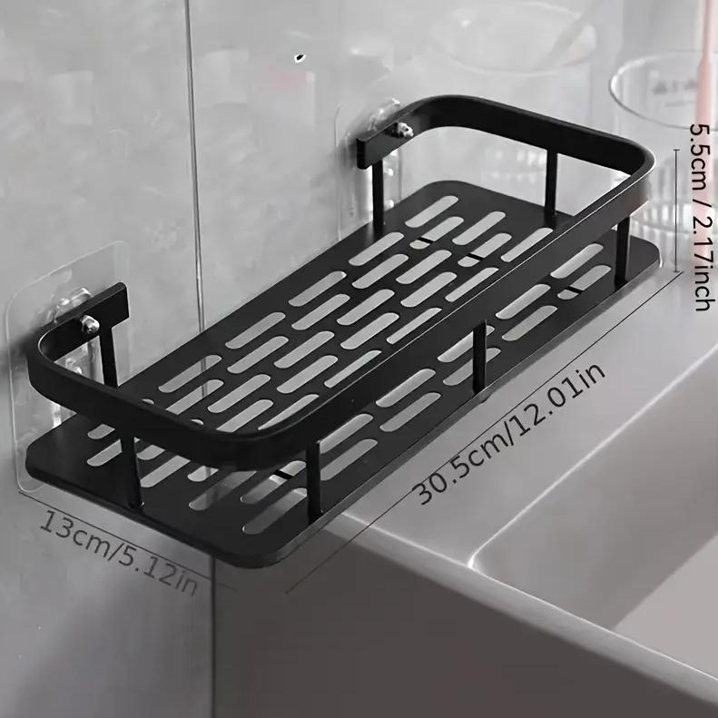 1 STK eller 2 STK Space Aluminium Vegghylle uten boring for bad og kjøkken - Enkel å installere, plassbesparende, legeringsstruktur, sterk vedheft