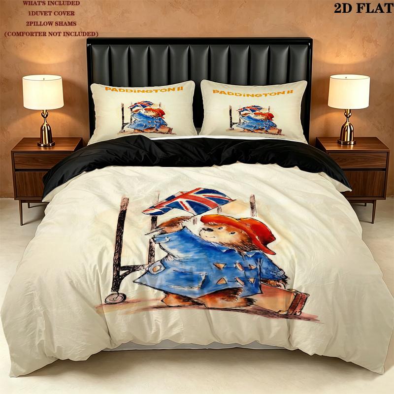 Paddington Bear Bedding Quilt Set Quilt Cover Pillowcase Home Decoration Birthday Gift (1 * duvet cover + 2 * pillowcase, without core)