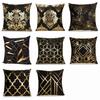 Golden Geometric Cushion Cover Square Pillowcase Comfortable Pillow Cover  Home