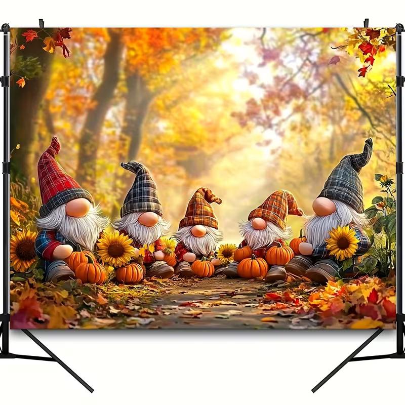 2D Thanksgiving Gnome Backdrop Harvest Forest Photography Background
