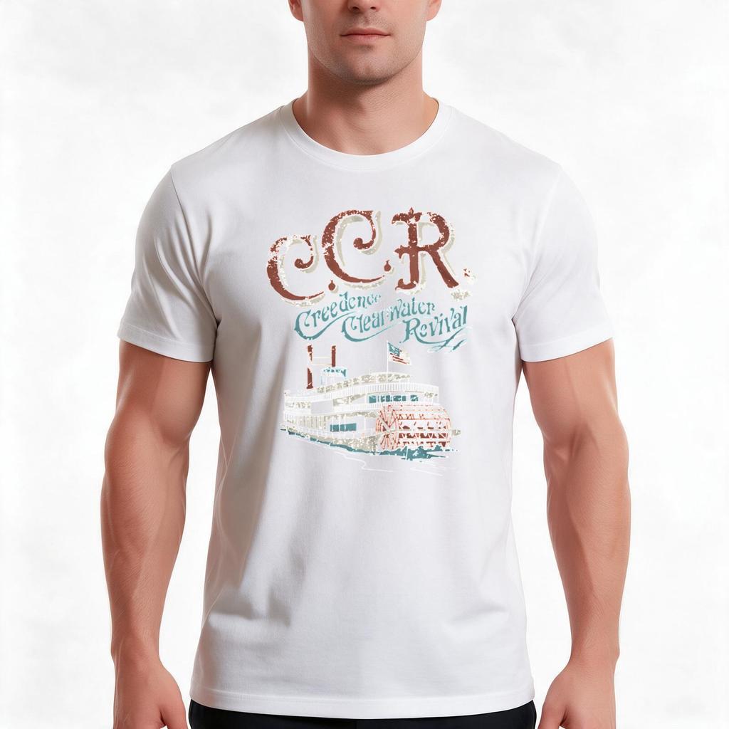 Creedence Clearwater Revival Tshirt Summer Casual Cotton Tee Oversized Streetwear Tops Vintage Graphic Print 100 Cotton