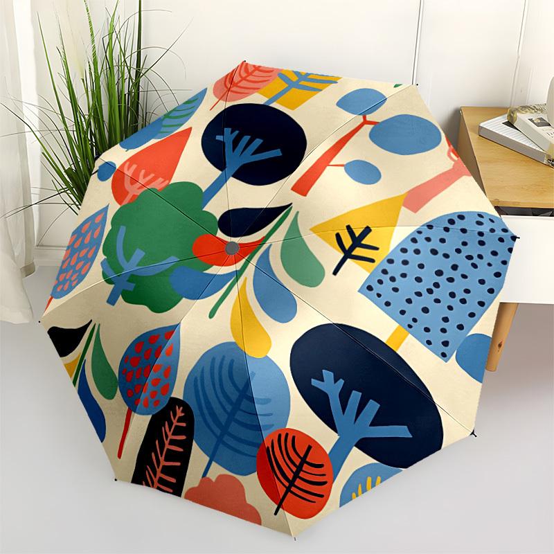 1pc Forest Patterns Automatic Folding Umbrella - 8-Rib Automatic Open/Close, Portable Collapsible Compact Umbrella yy251218047