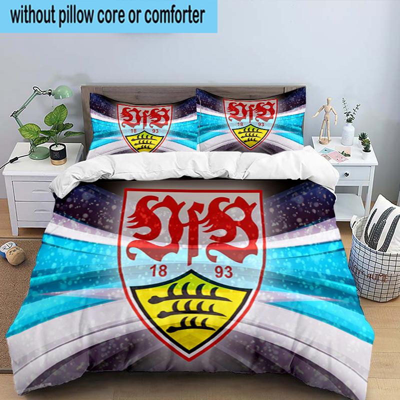 3-teiliges VfB Stuttgart Maskottchen Aufdruck Bettwäsche-Set, Enthält einen Bettbezug und zwei Kissenbezüge für das Schlafzimmer, Geeignet für alle Jahreszeiten