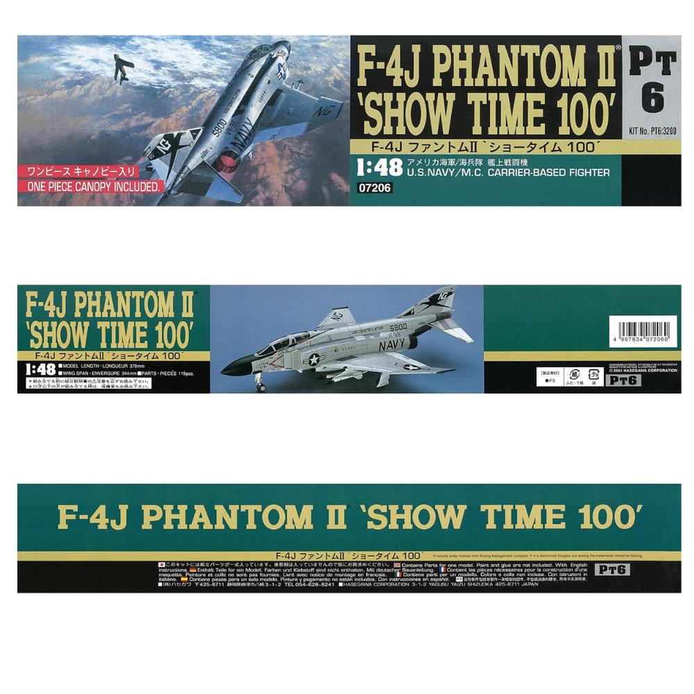 Hasegawa US Navy Phantom II with Canopy Plastic Model Kit PT6 1/48 F-4J One-Piece