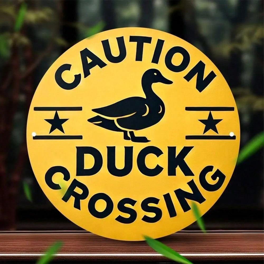 Vintage Aluminum Duck Crossing Sign Farmhouse Wall Decor for Cafe Kitchen Bar
