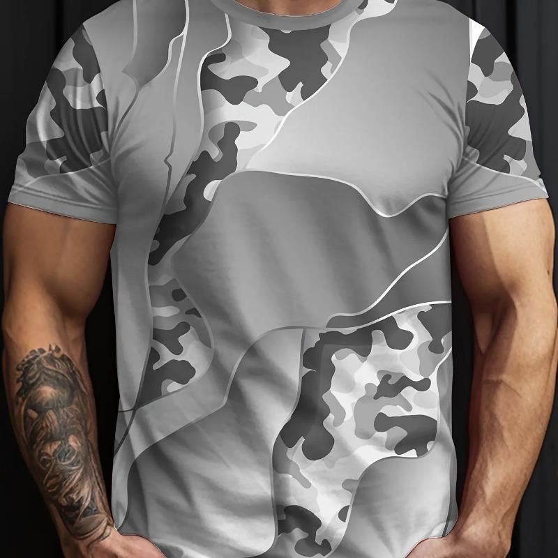 Camouflage Print Men's Tshirt Casual Comfortable Streetwear 3D Summer Outdoor Short Sleeve Crew Neck Sports Top Training T-shirt