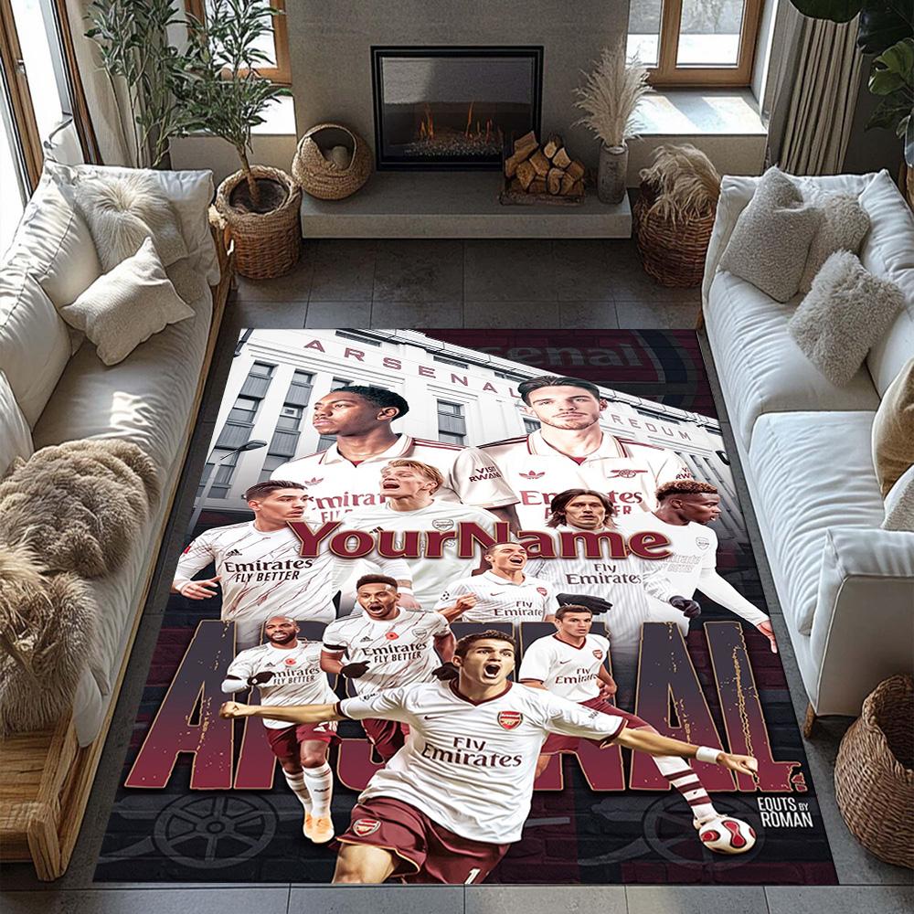 Arsenal Customize Text Area Rug Suitable for Playrooms Outdoor Game Room Hallway Anti-slip Rug Decorate Offices Gift for Festivals