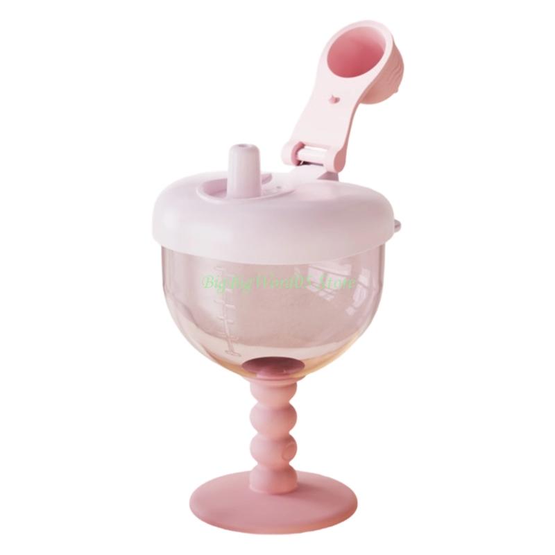 

24TE Heat Resistant Baby Juices Milk Water Training Cup Drinking Goblet with Scale розовый