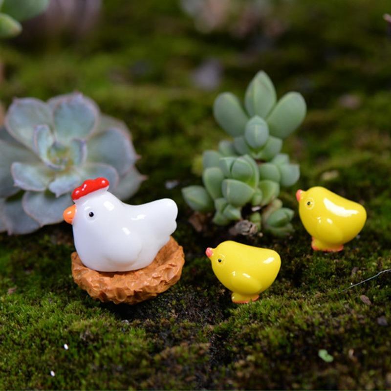 12 Pcs Mix Chicken Chick Egg Nest Figurine Miniatures Home Decoration Kawaii Accessories Garden Decor for Home Easter Decoration