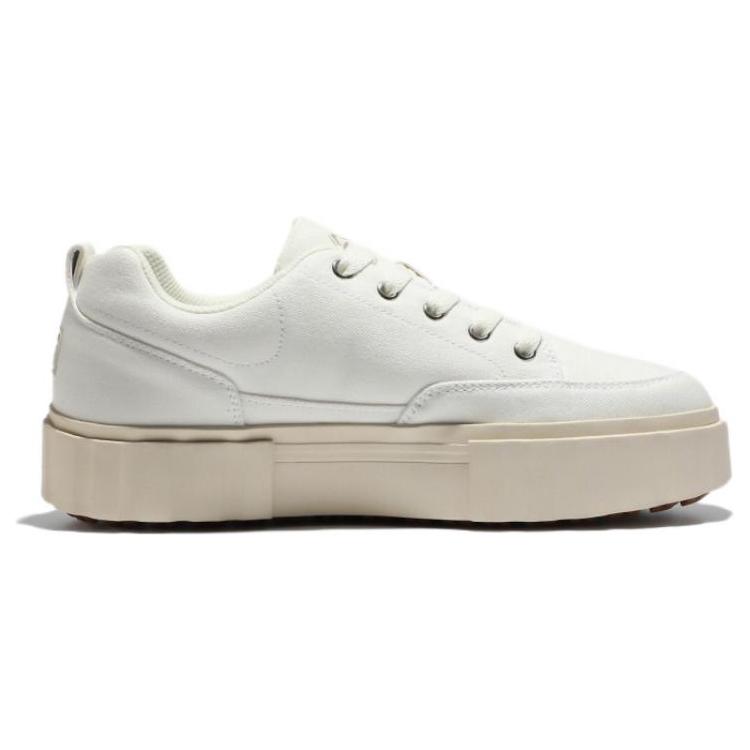 FILA Sandblast Fabric Platform Abrasion Resistant Low top Skateboard Shoes Unisex White 1TM01576E_920