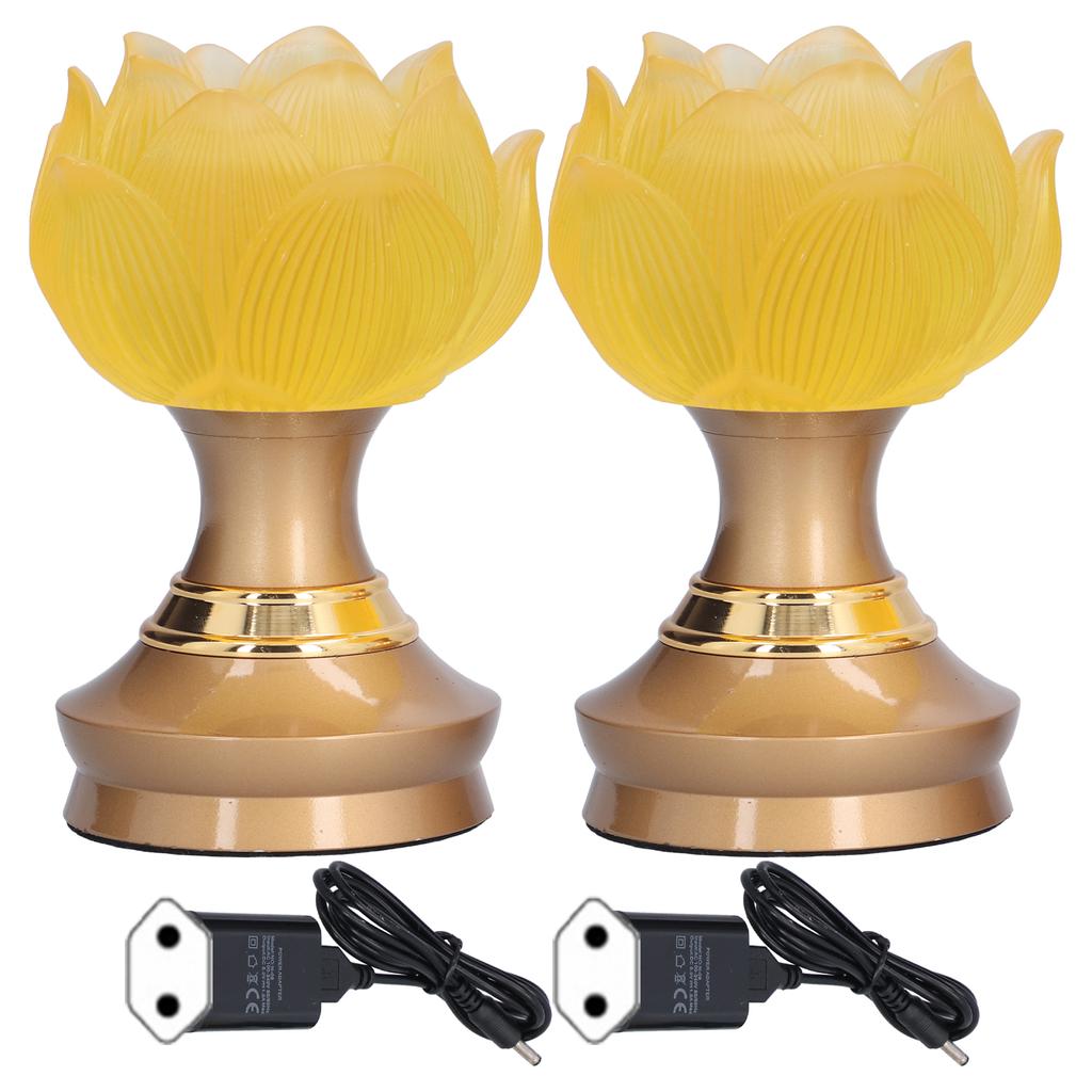 2 Set LED Buddhist Light Yellow Buddha Lamp Adjustable Buddhist Flower Light Buddhism SupplyAU Plug