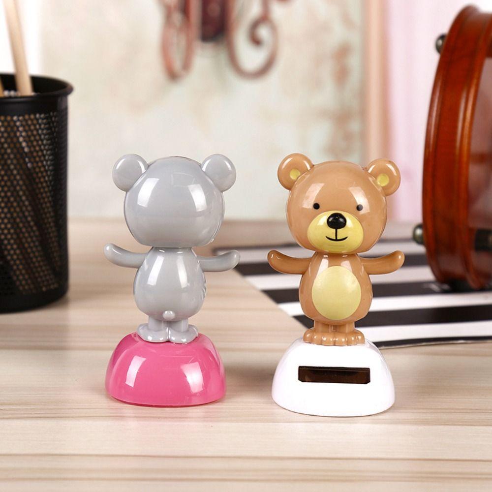 Shaking Head Grizzly Car Solar Decoration Animal Car Solar Dancing Toy  Car Decora Interior