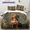 Vintage dog  Pattern Bedding Quilt Set Quilt Cover Pillowcase Home Decoration  Gift (1 * duvet cover + 2 * pillowcase, without core)