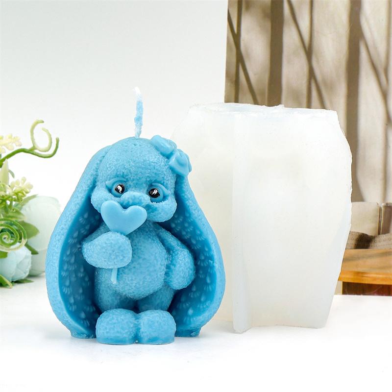 Easter Bunny Silicone Candle Mold DIY Flower Rabbit Shaped Easter Candle Gypsum Cake Mold Decorative Gifts Home Use