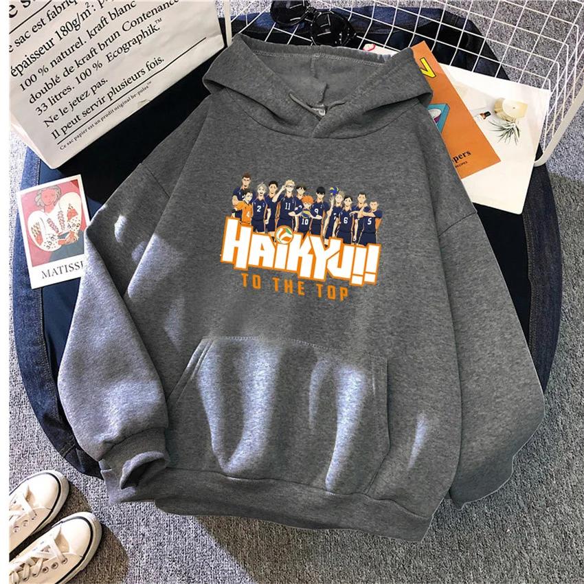 New Japan Anime Volleyball Haikyuu Manga Prints Hoodies Women Hoody Hip Hop Fleece Woman Sweatshirts Pullovers Clothing Unisex