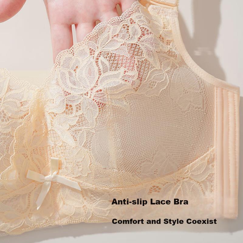 GRACEWELL Reggiseno Estivo in Pizzo Ultra-Sottile per Seno Abbondante, Effetto Minimizzante, Push-Up, Supporto Laterale e Sollevamento del Seno per Reggiseni Sottili Taglie Forti da Donna