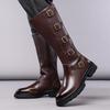 Stivali da Motociclista da Uomo Stivali Western Stivali da Jockey Neri Casual Marrone Stile Stradale Stivali Alti Cool Taglie Forti