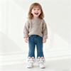 Korean Baby Girls' Fleece-Lined Jeans (0-5 Years) - Trendy Winter Pants AK518