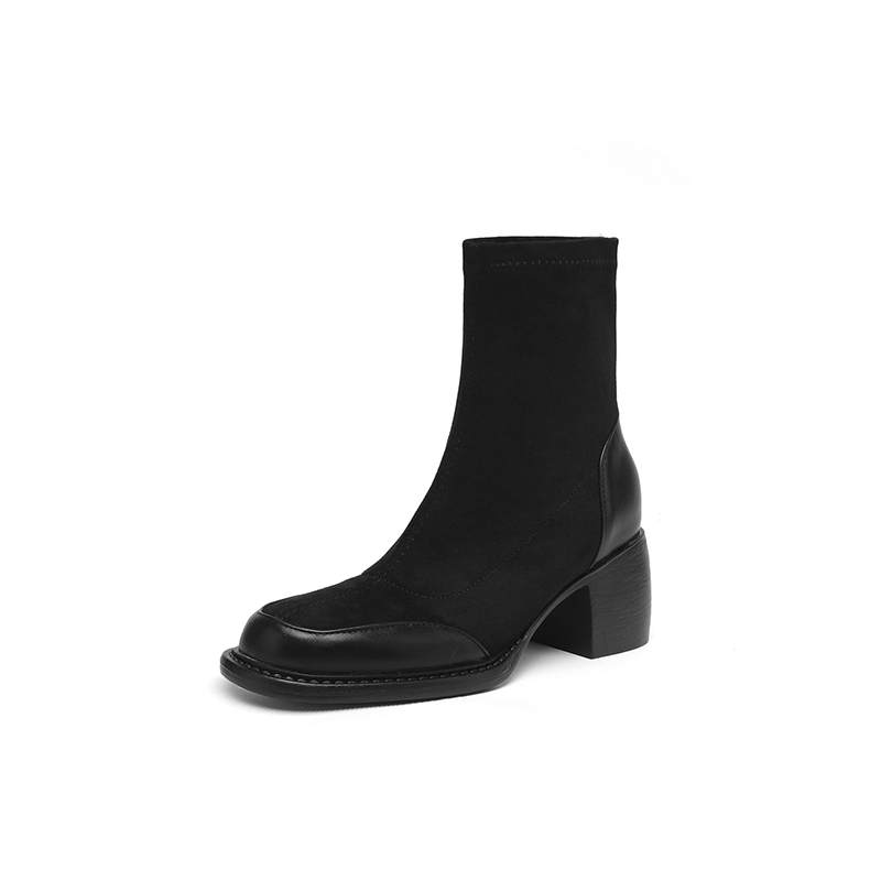 Krazing Po Mikrofaser Winter Runde Zehenpartie Größe 33 Chelsea Boots Größe 43 Slipper Dicke Hohe Absätze Beauty Lady Stiefeletten