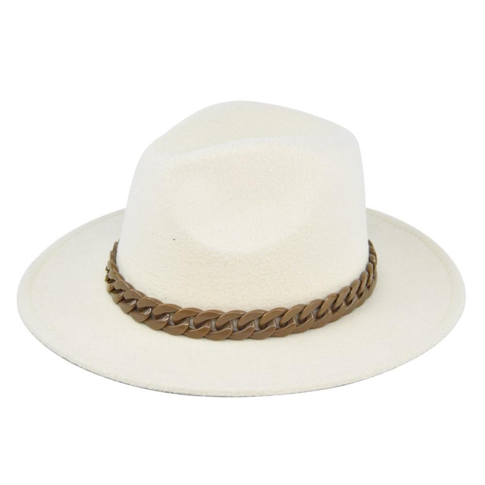 British retro jazz hat easiest for match chain hat women's large brim woolen hat felt hat imitation sheep hat flat brim hat no