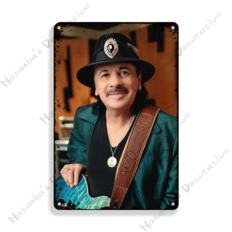Rockmusik Poster Santana Metallschild ROCK Band Schild Bar Cafe Club Metallplatte Vintage Metallplakette Garage Cafe Wanddeko Schilder