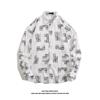 Men's Long-Sleeve Loose-Fit Shirt - Autumn/Summer Korean Style with Trendy Hong Kong Ins Print