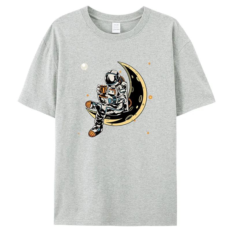 2024 Summer Men's T-shirt Short Sleeve Tees Men's Loose T-shirt Men's Tops New Brand Men's Space Astronaut T-shirt